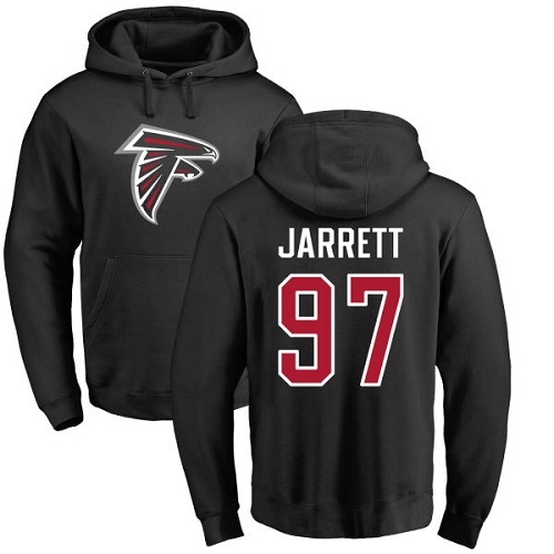 Atlanta Falcons Men Black Grady Jarrett Name And Number Logo NFL Football #97 Pullover Hoodie Sweatshirts